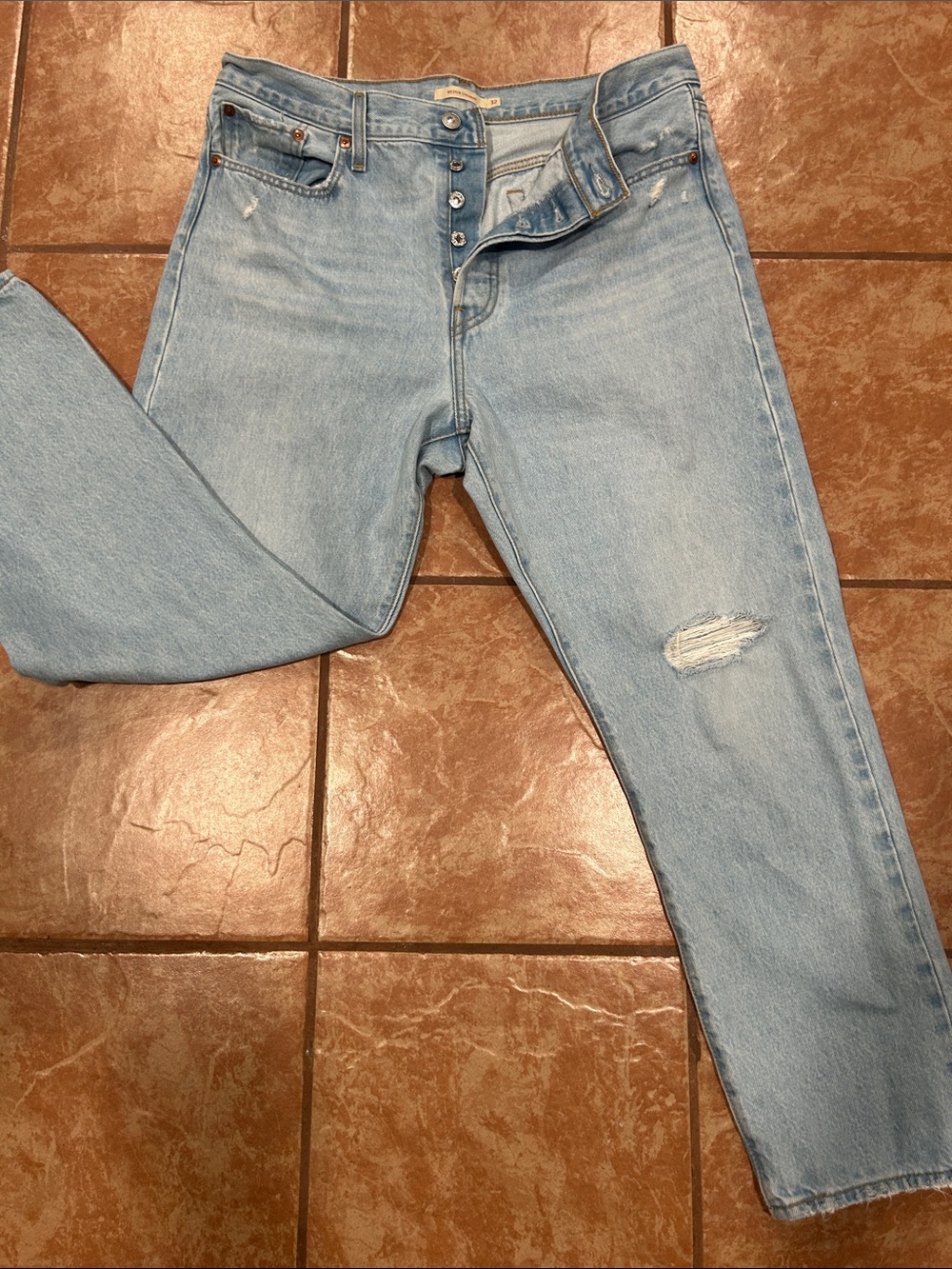 Levi's Light Blue Boyfriend Jeans with Knee Distress